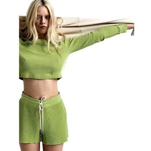 MATE The Label Organic Cotton Thermal Pistachio Green Shorts XS